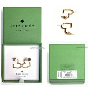 NWT Kate Spade ♠️ SCRUNCHED SCALLOPS 12-K Gold Plated Mini Heart Hoop Earrings
